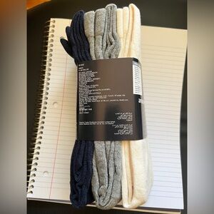 Amazon Essentials Kids 3-Pack Crew Socks in Navy, Gray, and Off-white